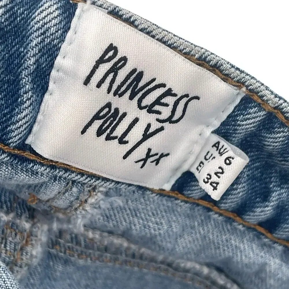 Princess Polly Blue Distressed Jean Shorts size 2